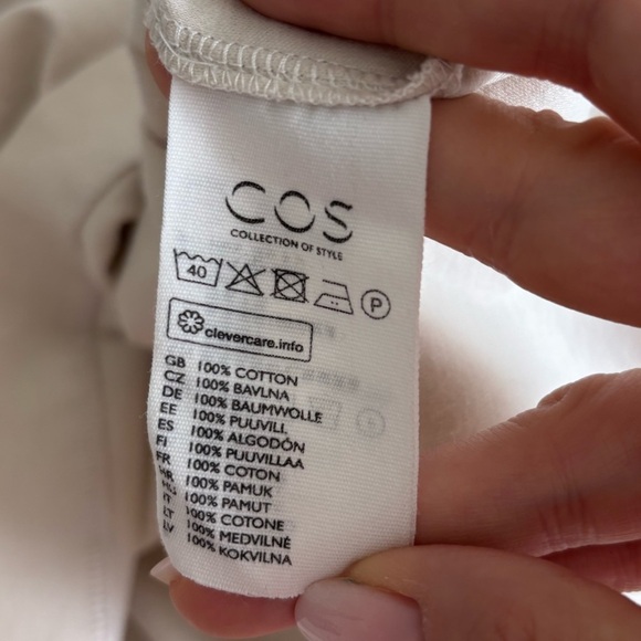 COS Lagenlook Asymmetrical Cream Midi Dress size S Jersey stretch - Picture 8 of 9